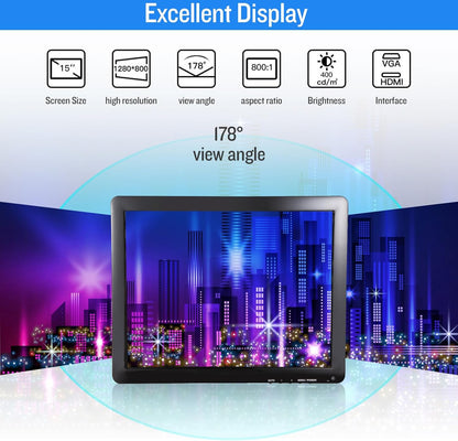 15 inch Touchscreen Display CCTV Monitor met HDMI BNC VGA AV USB Multifunctionele Input Camera Beveiliging Monitoring Multi-Touch LCD Monitoren 1024x768 resolutie Ingebouwde Speaker