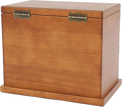 OUKANING 6 Layers Jewelry Box Wood Vintage Jewelry Box with Drawers, High Quality Hinges and Refined Handles, Freestanding Jewelry Box, Gift (Brown, With Mirror+Key Lock) - QUORE