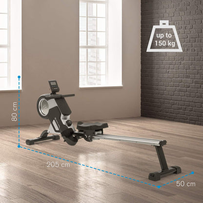 Capital Sports Home Rowing Machine, Compact Rowing Machine, 8 Levels Foldable LCD Monitor, Wheels, Row Shaper with Magnet Resistance, Cardio Rowing Machines, Home Fitness Equipment - QUORE