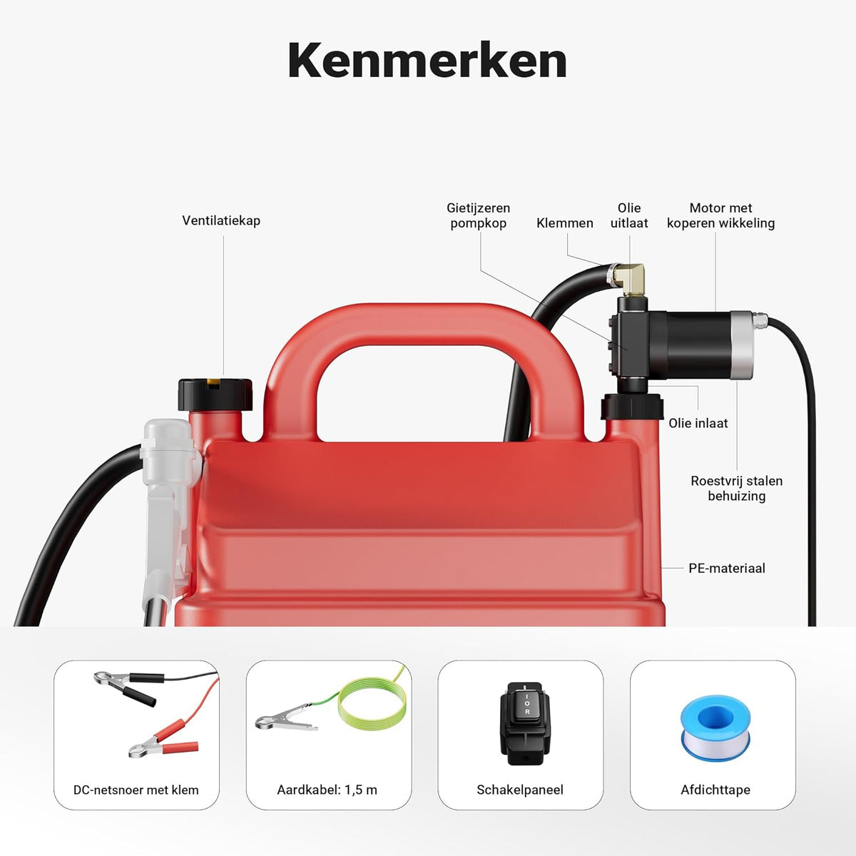 Mobiel tanksysteem – Mobiele brandstoftank – Draagbare brandstoftank – Mobiel benzinestation – Brandstofcontainer – 60 liter inhoud – 12 V pomp 75 W