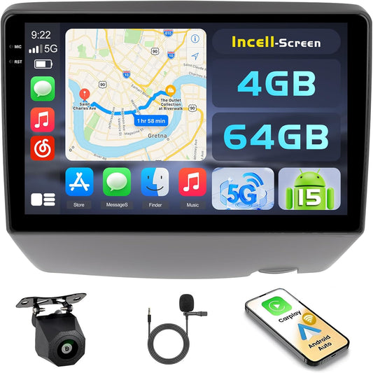 Hikity 4+64GB Android 15 autoradio voor Toyota Vitz XP10 Yaris Platz Echo 1999-2005 met draadloze CarPlay Android Auto, 9 inch touchscreen, ondersteuning voor Bluetooth/GPS/WiFi/SWC/FM/RDS + achteruit