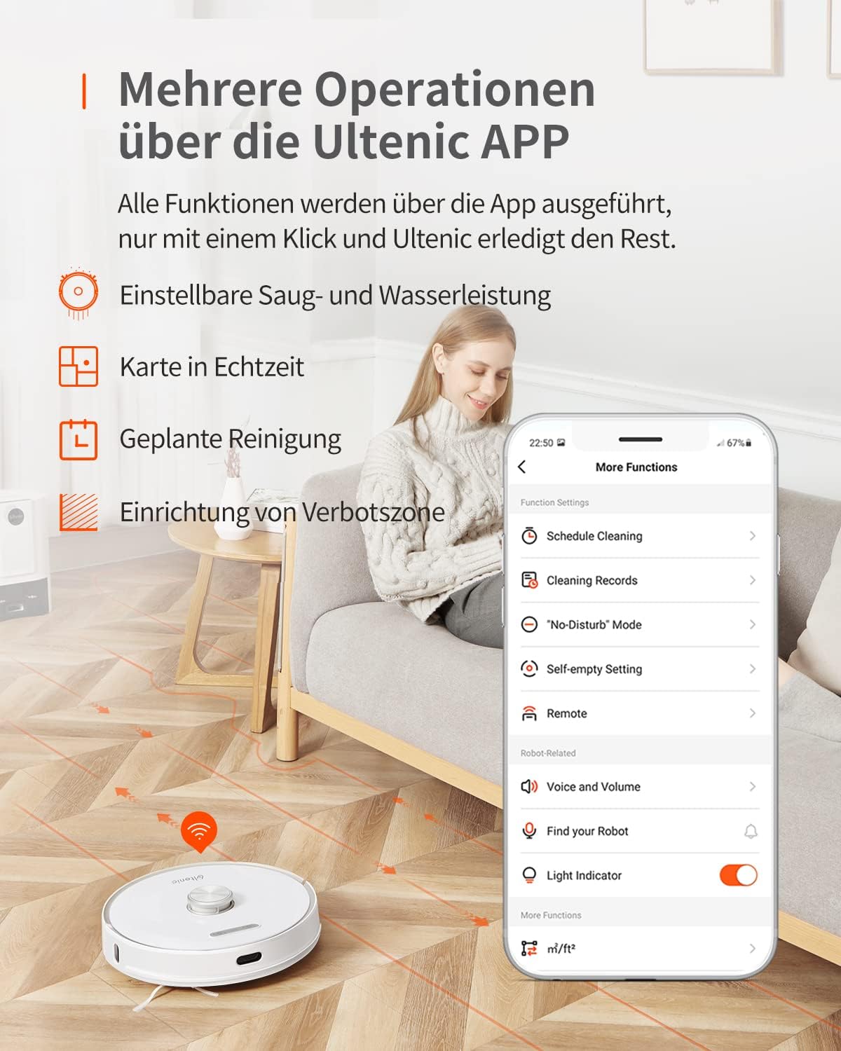 Ultenic T10 Robotstofzuiger met automatisch afvoerstation, 3000 PA zeer krachtig, lasernavigatie, bediening via app en Alexa, ideaal voor huisdieren en grote huizen