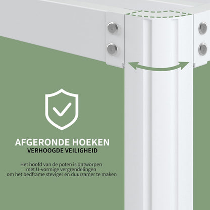 Metalen Bed 120x190 cm, Stevig Frame met Ronde Hoekpoten 41 cm, Grote Opbergruimte, Geluidsloos, Eenvoudig Montage, Wit