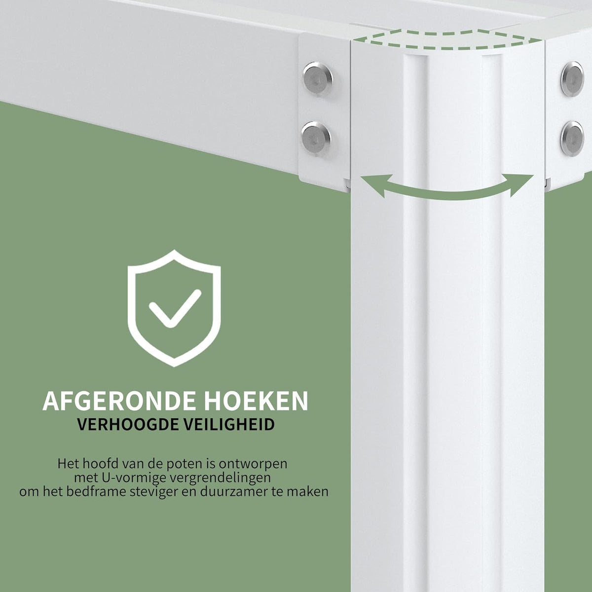 Metalen Tweedepersoonsbed 150x200 cm, Stevig Frame met Ronde Hoekpoten 41 cm, Grote Opbergruimte, Geluidsloos, Eenvoudig Montage, Wit
