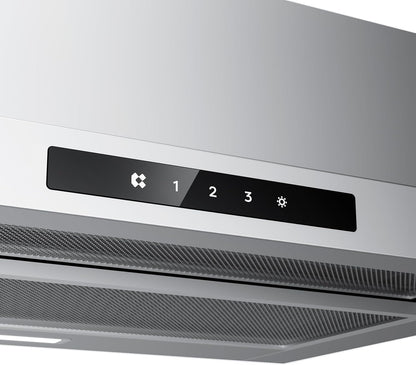 CIARRA CBCS6909A A+ afzuigkap 60cm, 600 m³/h,3 standen, geïntegreerde platte afzuigkap, met CBCF055 actieve koolfilter, zilver - QUORE