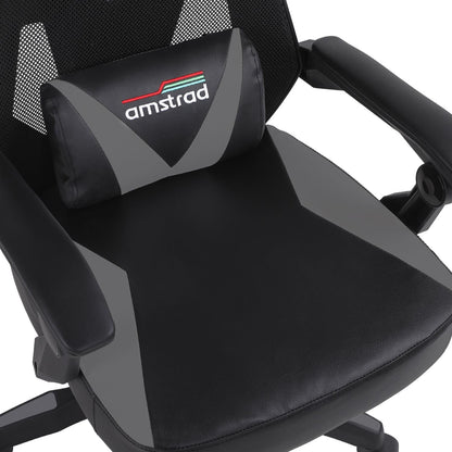 Ergonomische gamingstoel, bureaustoel, wit en zwart, ademend net, verstelbare rugleuning 135 graden