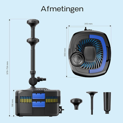 SunSun CUF-4800 filter UV fontein 4500 l/h opvoerhoogte 4 m, 11 W UVC-lamp