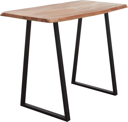 GOA natuurlijke bartafel, boomrand, massief hout, acacia, industriële stijl, hoge tafel voor keuken, woon- en eetkamer, 140 x 105 x 77 cm (b x h x d)