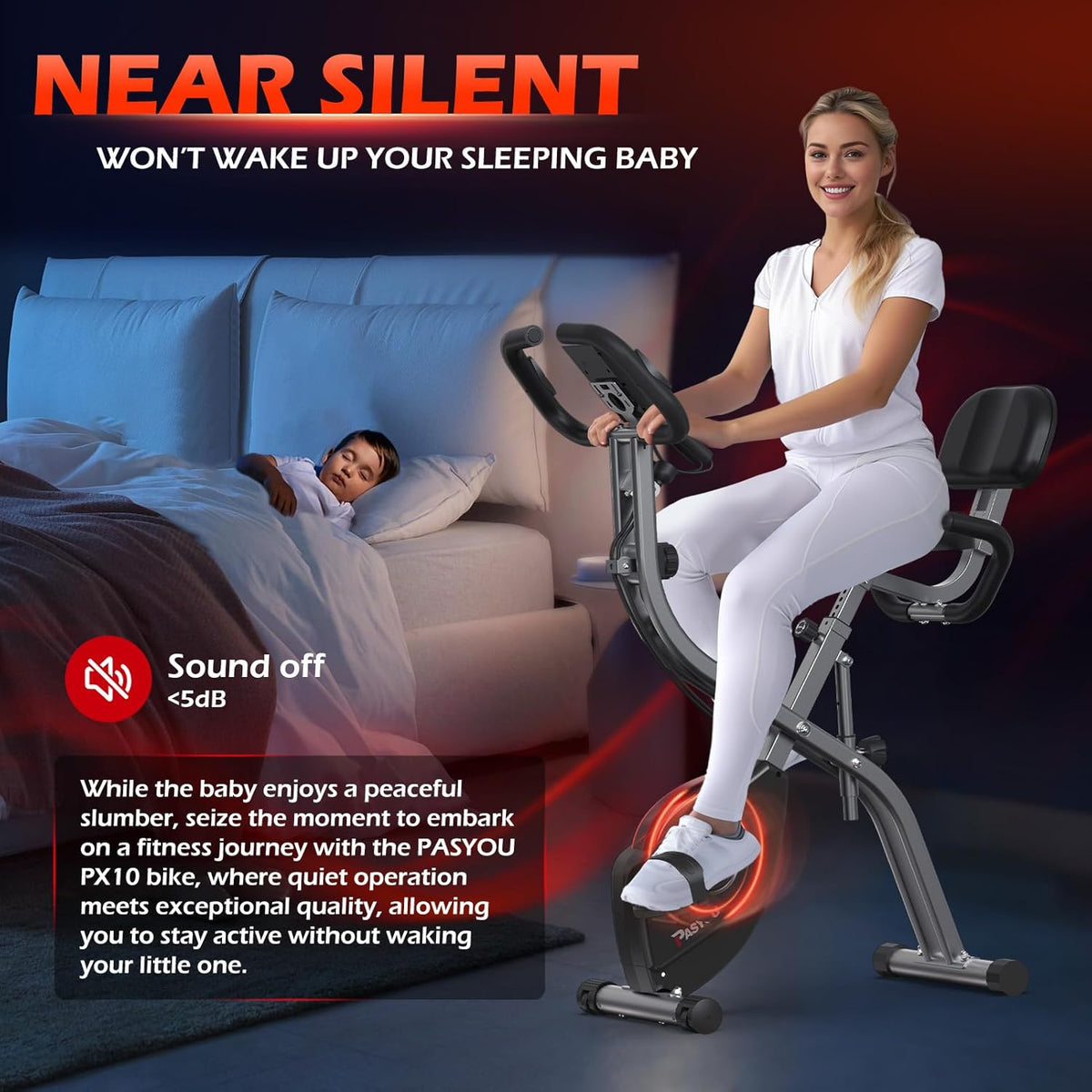 Hometrainer – Opvouwbare Fitnessfiets – Ergometer – Ligfiets – Fiets – 10 Magnetische Weerstanden – 7-voudig Verstelbare Zithoogte