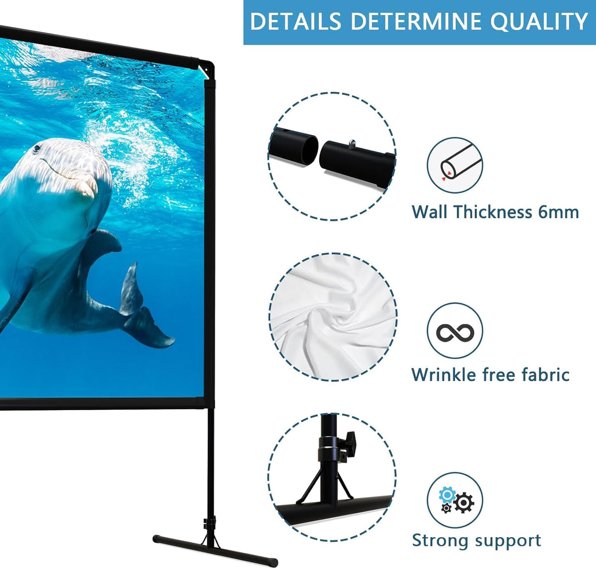 GT GETCO TECH 16:9 indoor outdoor beamer scherm en statief, draagbare HD-beamer scherm, achterste bioscoopscherm met draagtas