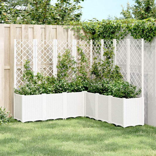 Planter with Trine Grate, White, 160 x 160 x 140 cm, Rectangular Large Flower Pot for Indoor and Outdoor Use, Frost-Resistant, UV Protection - QUORE