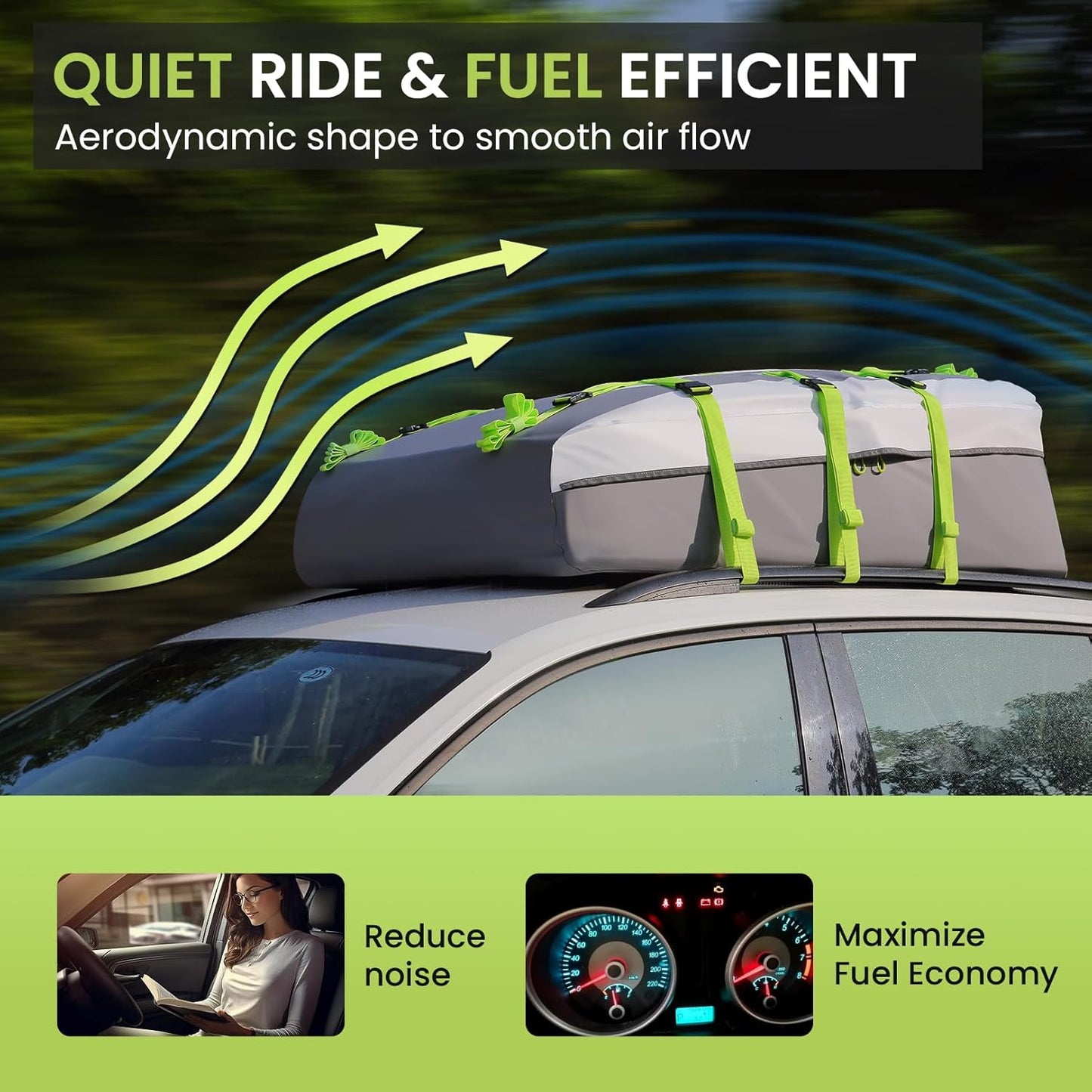 Autodaktas – Daktas – Dakbagagetas – Dakbagagezak – Dakbox Voor Auto – Groen – 20 Kubieke Voet – Waterdicht PVC