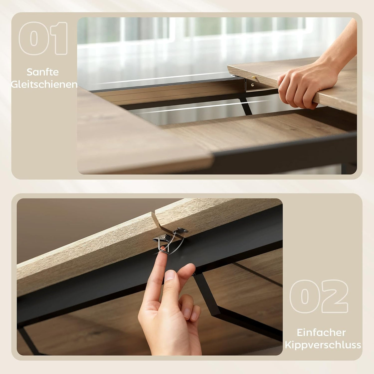 HOMCOM Uitschuifbare Eettafel 140/180 x 80 cm Eettafel met Stalen Poten Rechthoekige Keukentafel voor 6-8 Personen voor Keuken, Eetkamer, Natuur