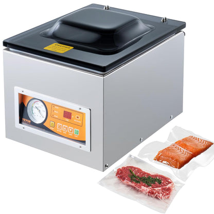 VEVOR 260 W kamer vacuüm verpakkingsmachine compact formaat 260 mm in de keuken thuis en voor commercieel gebruik voor nat voedsel, vlees, marinades