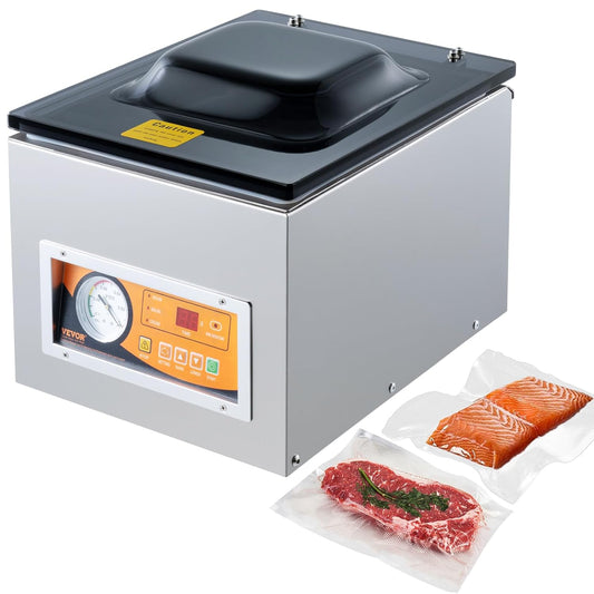 VEVOR 260 W kamer vacuüm verpakkingsmachine compact formaat 260 mm in de keuken thuis en voor commercieel gebruik voor nat voedsel, vlees, marinades