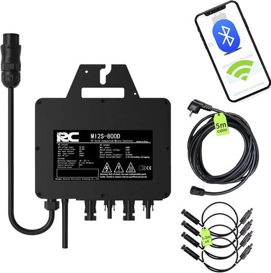 RC micro-omvormer 800 W,26-60V DC-ingang,MPPT Micro Solar Grid Tie Inverter met wifi mobiel surveillance-systeem, zwart (0% belastingtarief in DE en at)