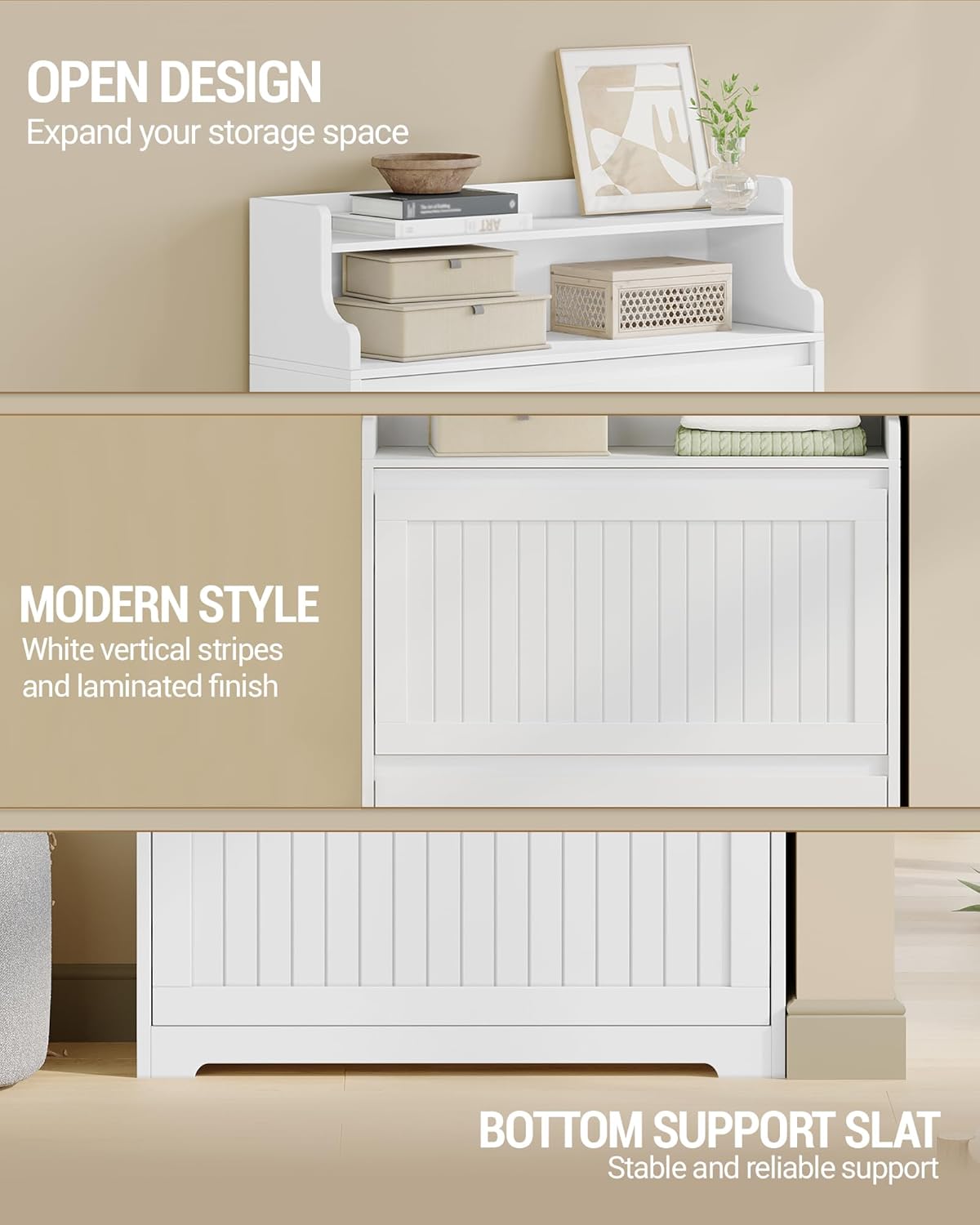 Hzuaneri Shoe Cabinet, SR66103X Shoe Rack, Narrow Shoe Rack, Adjustable Shoe Storage for Entrance Hallway, Living Room, 16 Pairs, 2 Flaps (80B cm), White