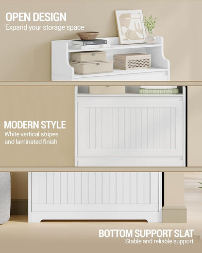 Hzuaneri Shoe Cabinet, SR66103X Shoe Rack, Narrow Shoe Rack, Adjustable Shoe Storage for Entrance Hallway, Living Room, 16 Pairs, 2 Flaps (80B cm), White