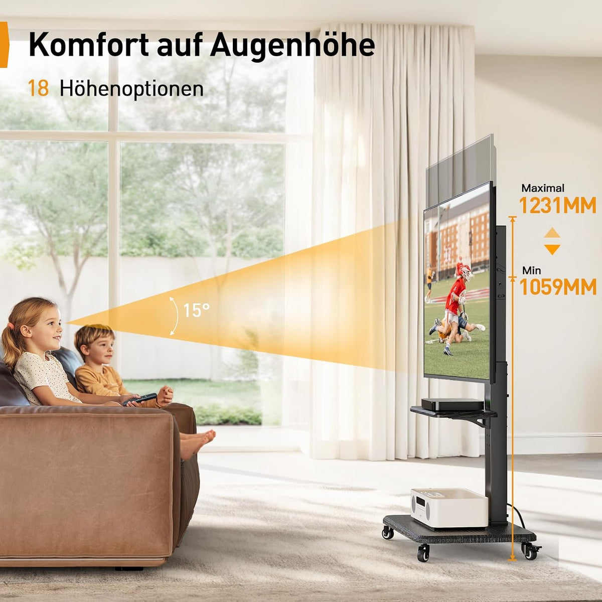 TV-standaard met wielen voor 32-75" tv's
