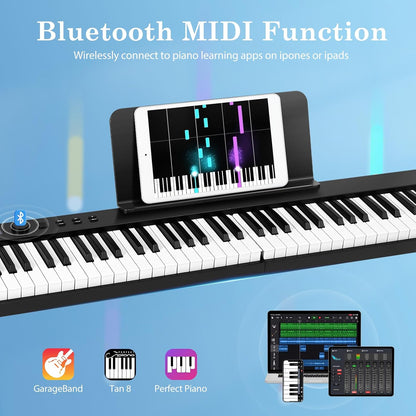 Opvouwbare Elektronische Piano 88 Toetsen – Keyboard – Digitale Piano – Pianotoetsenbord – Elektrische Piano – Halfzware Aanslag – Bluetooth En MIDI