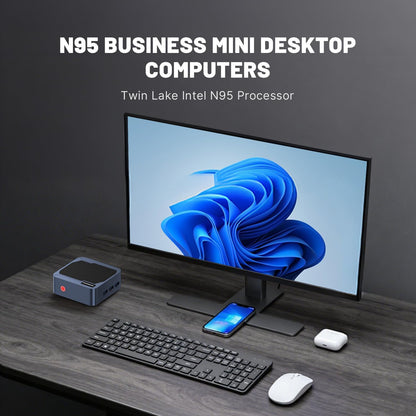 C2 Mini-pc, met Intel N150 processor (tot 3,6 GHz), mini-computer, 12 GB RAM, 512 GB SSD, mini-desktop-pc