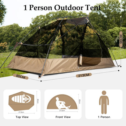 FREE SOLDIER Campingtent, outdoor, ultralichte eenpersoonstent in camouflage, outdoor-camping, 1-persoonstent, avontuurtent, eenvoudig op te bouwen en te dragen, muggenbescherming, waterdicht