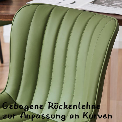YOUTASTE Eetkamerstoelen, set van 2, kunstleer, keukenstoelen met rugleuning, gestoffeerde stoel, tot 136 kg belastbaar, stoelen voor eetkamer, keuken, olijfgroen