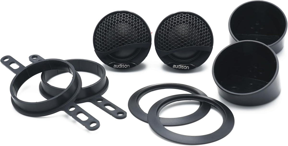 Audison AV 1.1 auto-audiotweeter, 28 mm Tetolon-dome met neodymiummagneet, 180W vermogen, 4 Ohm impedantie, 22 kHz frequentiebereik, geschikt voor auto-installatie