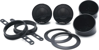 Audison AV 1.1 auto-audiotweeter, 28 mm Tetolon-dome met neodymiummagneet, 180W vermogen, 4 Ohm impedantie, 22 kHz frequentiebereik, geschikt voor auto-installatie