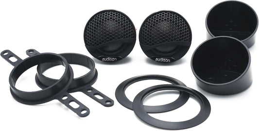 Audison AV 1.1 auto-audiotweeter, 28 mm Tetolon-dome met neodymiummagneet, 180W vermogen, 4 Ohm impedantie, 22 kHz frequentiebereik, geschikt voor auto-installatie