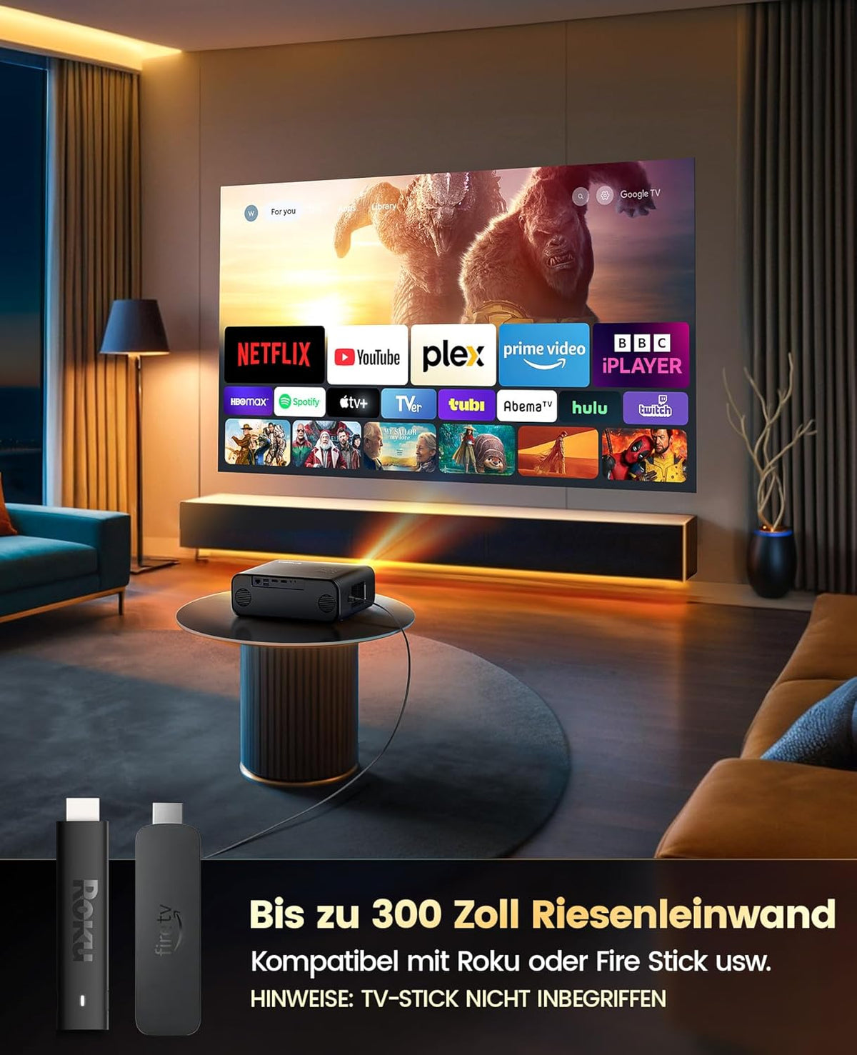 【Autofocus/trapeziumcorrectie】Beamer, Full HD 1080p, 9800 lumen, beamer, WiFi6, Bluetooth, trapeziumcorrectie, 4P/4D, 300 inch led-display, home cinema video, smartphone, PS5