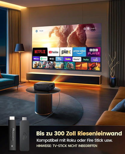 【Autofocus/trapeziumcorrectie】Beamer, Full HD 1080p, 9800 lumen, beamer, WiFi6, Bluetooth, trapeziumcorrectie, 4P/4D, 300 inch led-display, home cinema video, smartphone, PS5
