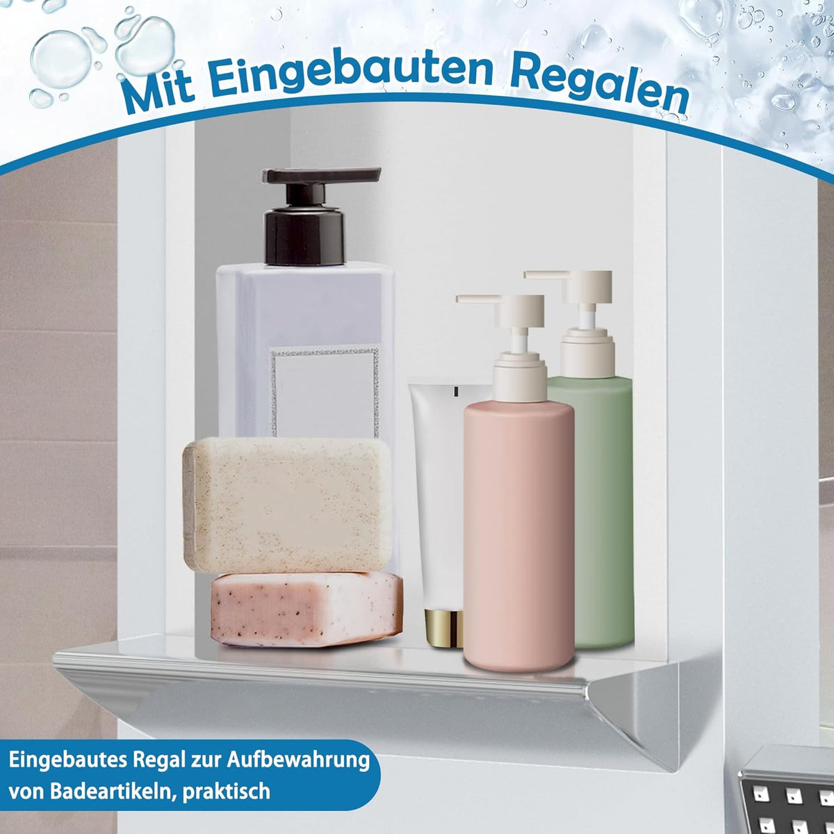 Douchepaneel – Douchesysteem – Douche Set – Douchekolom – Regendouche – Roestvrij Staal 304 – 4 Straalsoorten & Anti-Kalk Nozzles – Wit