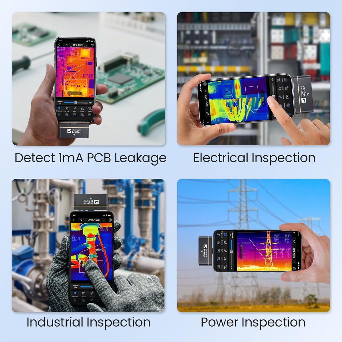 Warmtebeeldcamera P3 voor iPhone en Android Infrarood Camera Instelbare Lens Super IR Resolutie 512 x 384, -20 ℃-600 ℃ warmtebeeldcamera voor PCB-inspectie