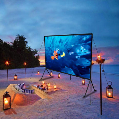 Projectiescherm (150 inch), Oprolbaar Projectiescherm met Standaard 16: 9 HD Opvouwbare Binnen- en Buitenprojectie, Videoprojectiescherm voor Thuis, Feest, Kantoor, Klaslokaal