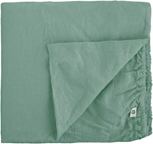 Linen & Cotton Zacht en Gezellig Hoeslaken met Elastische Band Alicia - 100% Gewassen Linnen, Mint Groen (90 x 190 cm) Beddengoed Beddenlaken Laken Single Twin Eenpersoons Bed Hoge Matras Winter Zomer