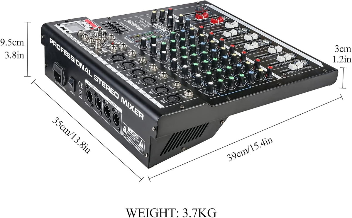 Mixer 8-Kanaals – Audio Mixer – Mengpaneel – DJ Mengpaneel – Mengtafel – Bluetooth en USB – 48V Fantoomvoeding