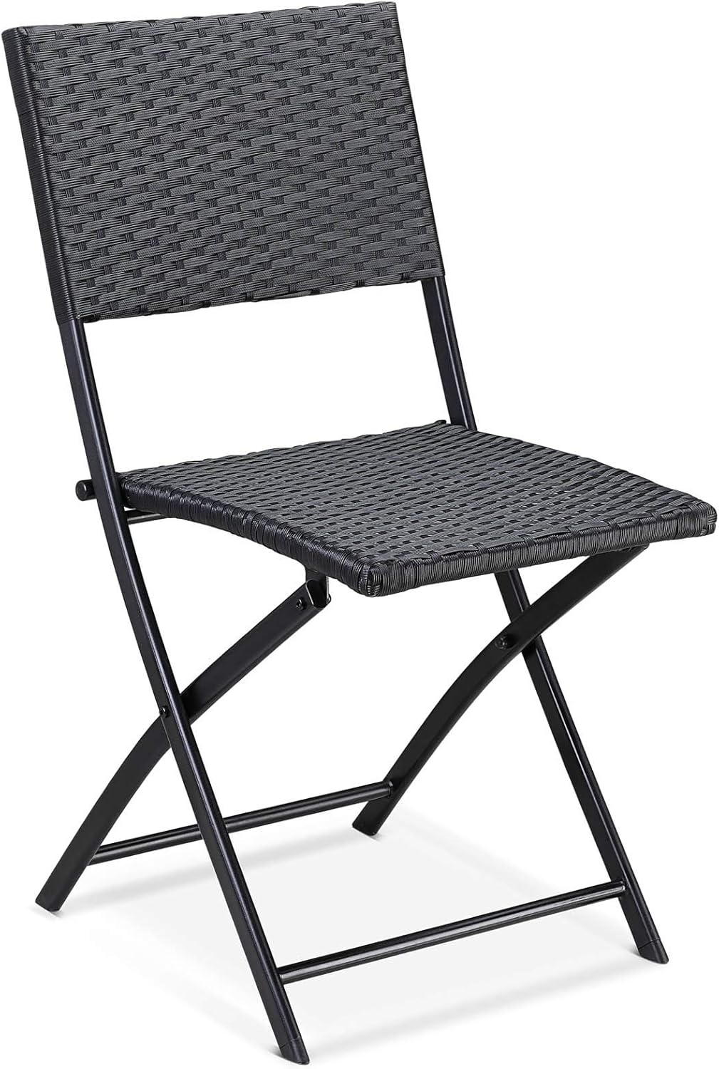 Casaria Polyrattan Set of 4 Folding Chairs Balcony Camping Foldable Weatherproof Balcony Chair Garden Chair Black - QUORE