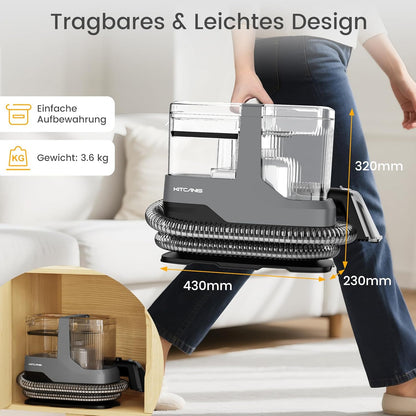 Gestoffeerde Reiniger – Natzuiger – Waszuiger – Kussenreiniger – Tapijtreiniger – 600 W Vermogen – Stil Met 78 dB Geluidsniveau