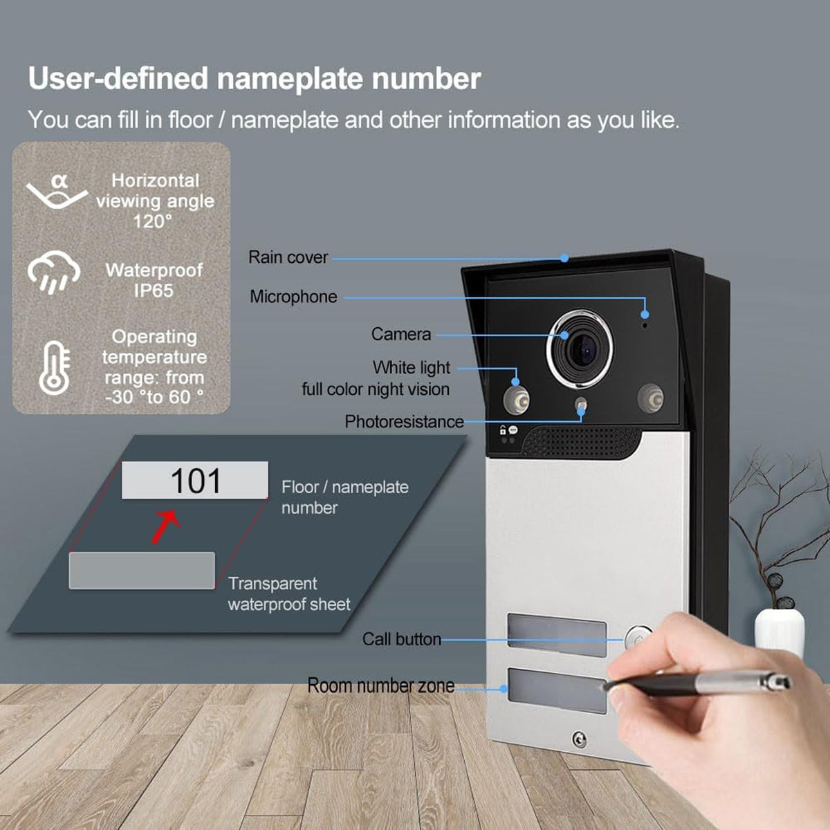 Wifi Tuya Bedrade Video Intercom 2-unit Voor Home Deurbel Video Telefoon Systeem, 7-inch Indoor Monitor Touch Screen, 1080p HD Camera Nachtzicht, Pir Motion Detection, Woning/kantoor/hotel/villa
