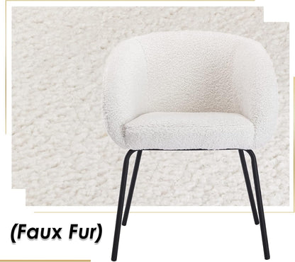 chairus Soft Faux Fur Lounge Accent Chair Upholstered Tub Chair with Metal Legs Armchair for Vanity/Bedroom, White