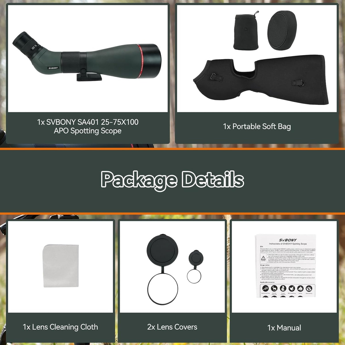 Spotting Scope – Verrekijker – Vogelkijker – Telescoop – Digiscoping Lens – 25-75x Vergroting – 100mm Objectieflens – Waterdicht & Anti-Condens – FMC Coating
