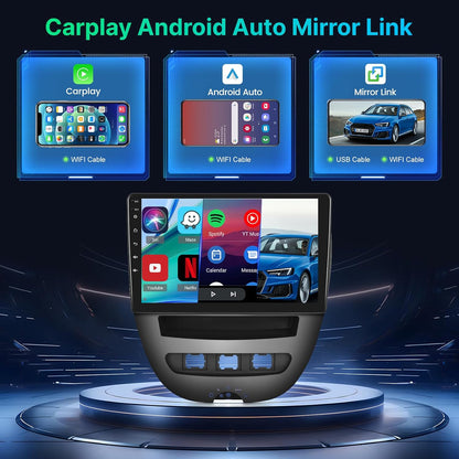 [2+64G]Android 13 Autoradio voor Peugeot 107 / Citroen C1 / Toyota Aygo 2005-2014 met Wireless Carplay & Android Auto - 10.1 Inch Touchscreen Autoradio met WiFi GPS DSP SWC + AHD Achteruitrijcamera