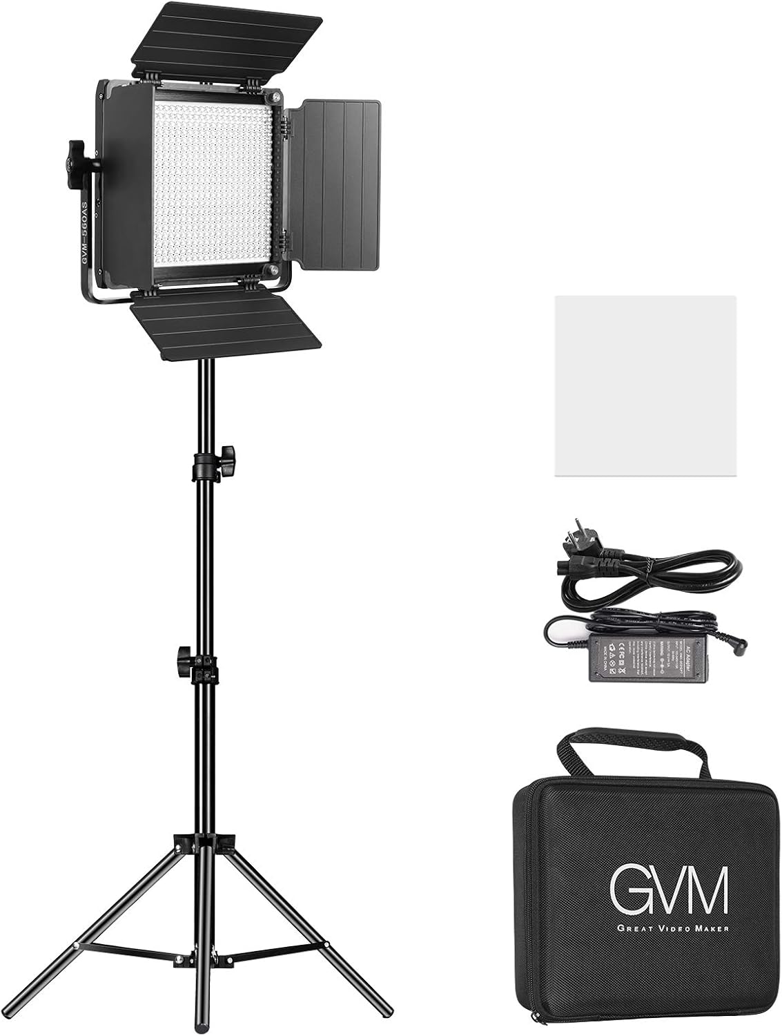 GVM 480 LED videolamp met statief, dimbare 2300K-6800K tweekleurige LED videoverlichting met APP-bediening, LED fotografie continu licht voor studiolicht voor studio YouTube videostudioset, videolamp