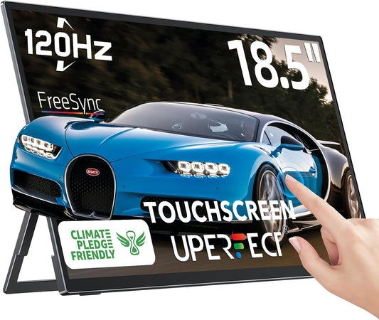 UPERFECT 18,5 Inch 120Hz Touchscreen Draagbare Monitor FHD 1080P Oogverzorging Scherm met Geïntegreerde Beugel USB C Mini HDMI voor PC Laptop Xbo Switch, Metalen Behuizing, VESA-compatibel