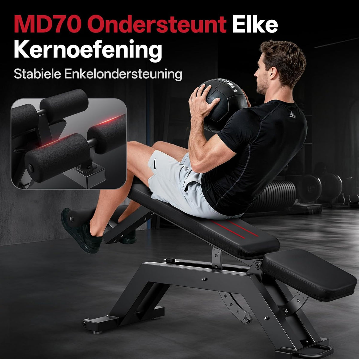 JOROTO MD70 Halterbank Verstelbaar, Multifunctionele Trainingsbank met Maximale Belasting 400KG/880LBS, 8-Weg Rugleuning & 5-Weg Zitting Verstelbaar, Fitnessbank voor Volledig Lichaamstraining
