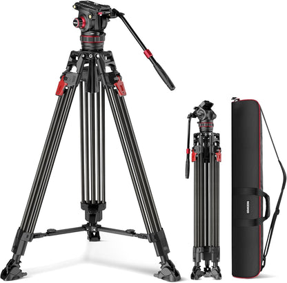 Videostatief – Camerastatief – Fotostatief – Statief – Tripod – Koolstofvezel – Verstelbare Vloeistofkop Met Snelsluiting – 94,6 Tot 198 Cm, 10 Kg