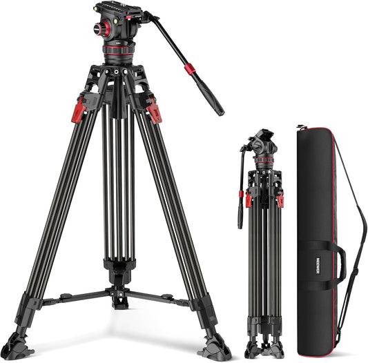 Videostatief – Camerastatief – Fotostatief – Statief – Tripod – Koolstofvezel – Verstelbare Vloeistofkop Met Snelsluiting – 94,6 Tot 198 Cm, 10 Kg