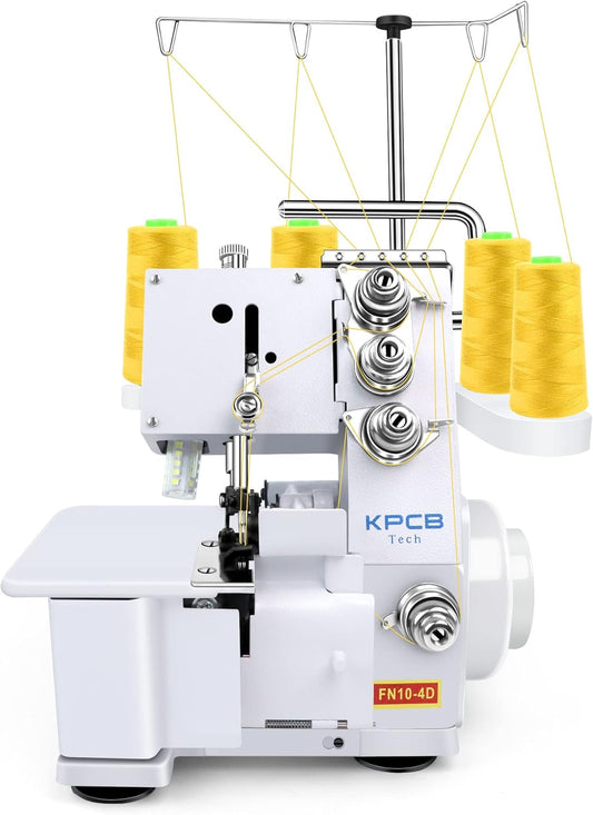 Overlock Naaimachine – Overlockmachine, Lockmachine, Afwerkmachine, Naaimachine – Wit – Voor 3 En 4 Draads Overlocksteken – 1.200 Steken per Minuut