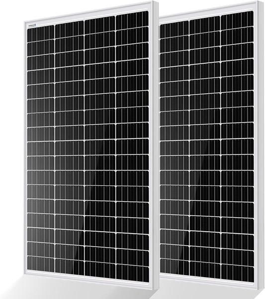 ECO-WORTHY Monocrystalline Solar Panel, 340 W, 12 V, 2 x 170 W Solar Panel, Ideal for Charging 12 V Batteries, for Motorhome, Garden, RV, Boat and Roof of the House - QUORE